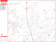 Round Rock Digital Map Red Line Style